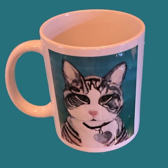 Fat Cat Coffee Mug Original Art - Picture 1 of 1